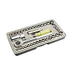 Набір інструментів із тріскачкою 40 предметів у кейсі, мінінабір торцевих головок із тріскачкою та подовжувачем, фото 3