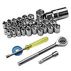 Набір інструментів із тріскачкою 40 предметів у кейсі, мінінабір торцевих головок із тріскачкою та подовжувачем, фото 5