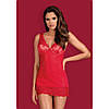 Комплект obsessive 853-CHE-3 chemise & thong red L/XL, фото 3