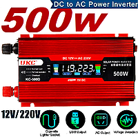 Автомобільний Інвертор 12V-220V 500W з LCD дисплеєм і вольтметром модифіцированна синусоіда перетворювач напруги UKC