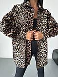 Жіноча сорочка оверсайз із коричневим леопардовим принтом із джинс-котону, фото 4