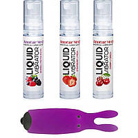 Набір з 3-х смаків стимулювального лубриканта Amoreane Med (3х10мл) і віброкулі Adrien Lastic Purple - SO6019