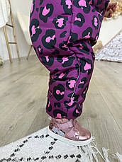 Комбінезон зимовий суцільний дитячий теплий на флісі 80 86 92 98 розмір з капюшоном, фото 3