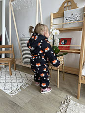 Комбінезон зимовий суцільний дитячий теплий на флісі 80 86 92 98 розмір з капюшоном, фото 3