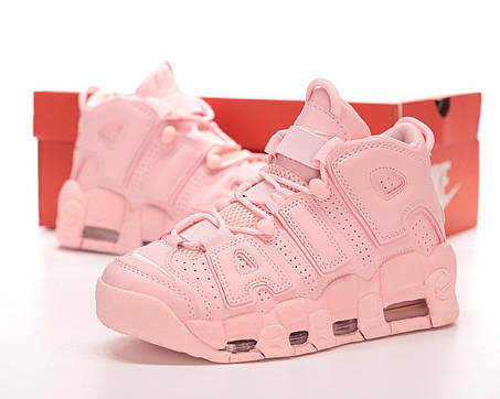 Жіночі кросівки Nike Air More Uptempo Pink Взуття Найк Аір Аптемпо рожеві шкіряні демісезон, фото 1