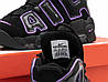Жіночі кросівки Nike Air More Uptempo Black violet Найк Аїр Аптемпо чорні з фіолетовим шкіра демісезон, фото 8