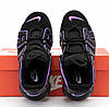 Жіночі кросівки Nike Air More Uptempo Black violet Найк Аїр Аптемпо чорні з фіолетовим шкіра демісезон, фото 9