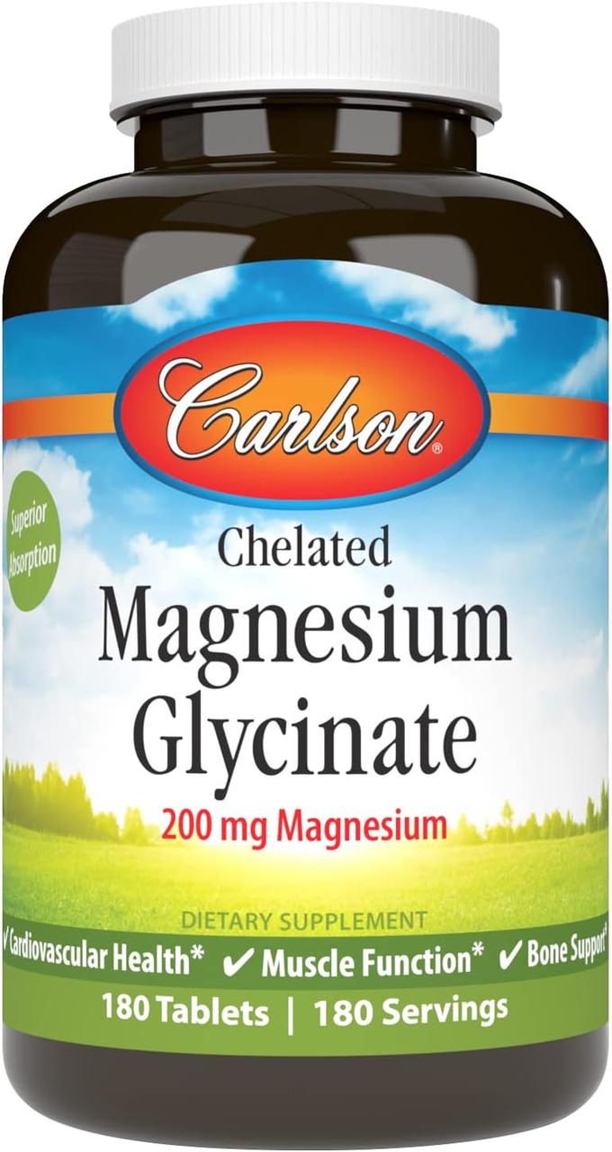 Carlson Chelated Magnesium Glycinate / Магній гліцинат хелатний 200 мг 180 таблеток