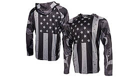 Одяг сонцезахисний Pyramex Long Sleeve Hoodie USA Flag, лонгслів худі сонцезахисний UPF50+ сірий прапор США, розмір L