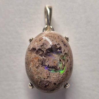 Кулон срібний жіночий з натуральним мексиканським матричним опалом кантера