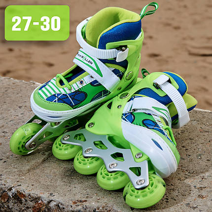 Ролики для дітей, дитячі роликові ковзани розсувні ROLLER SPORT 2574 (27-30) Зелені, колеса 70мм, фото 2