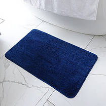 Килимок для ванни та душу Bathlux м'який тканинний прогумований, нековзкий Синій, фото 3