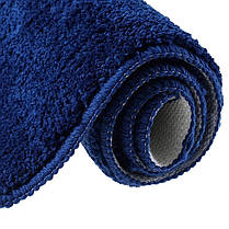 Килимок для ванни та душу Bathlux м'який тканинний прогумований, нековзкий Синій, фото 5