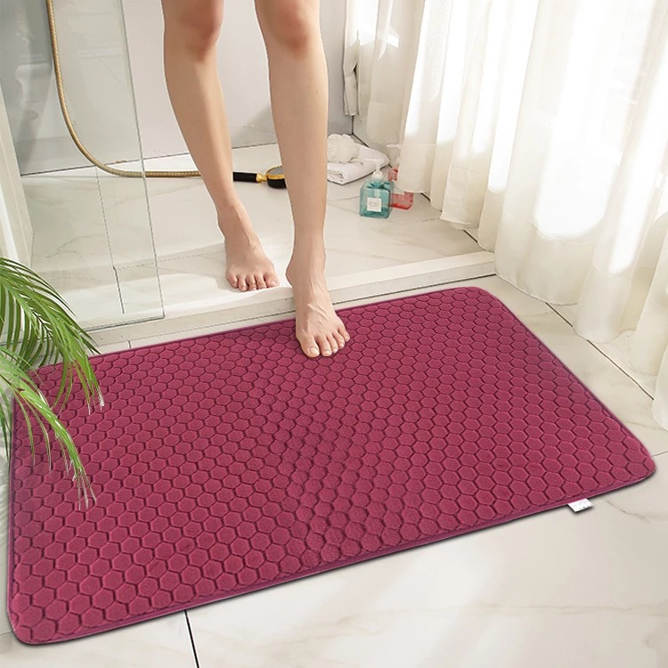 Килимок для ванної кімнати та душу Bathlux люкс якості м'який щільний ворс, нековзаючий, вологовбираючий Бордовий