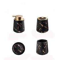 Керамічний набір аксесуарів в ванну кімнату із 4 предметів Bathlux, Чорний, фото 3