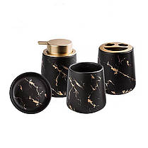 Керамічний набір аксесуарів в ванну кімнату із 4 предметів Bathlux, Чорний, фото 5