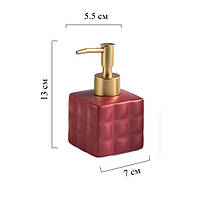 Дозатор для рідкого мила керамічний, диспенсер мила для ванни та кухні Червоний, фото 4