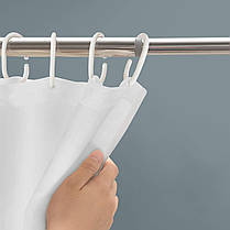 Шторка для ванної та душу з гачками 180x180 см водовідштовхувальна, високоякісна шторка для ванни, фото 4