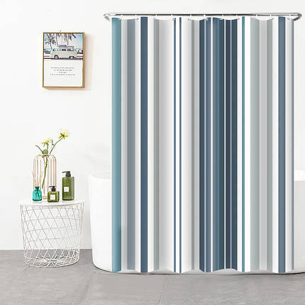 Шторка для ванни з поліестеру водонепроникна Bathlux 180x180 см з кільцями, фіранка для ванної кімнати, фото 1