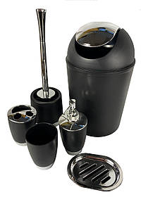 Набір якісних стильних аксесуарів для ванної кімнати з 6 предметів, Чорний