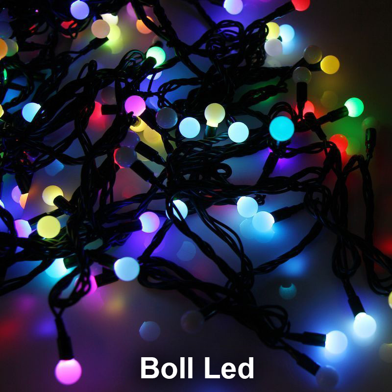 Новорічна електрична гірлянда з матовими різнокольоровими кульками 5 метрів завдовжки, 1 режим