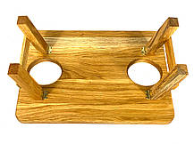 Дерев'яний піднос на ніжках з місцем для келихів та 5 заглибок для закусок, 38*28*14 см, дерево Черешня, фото 4