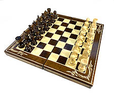 Шахова дошка для ігор 3 в 1 з натурального дерева розмір 32х32 см (M), шахи, шашки та нарди ручної роботи, фото 2