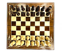 Шахова дошка для ігор 3 в 1 з натурального дерева розмір 38.5х38.5 см (L), шахи, шашки та нарди ручної роботи, фото 5