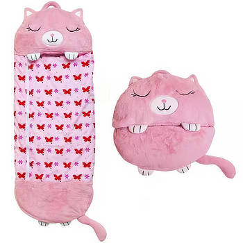 Дитячий спальний мішок-подушка Рожевий котик Baby sleeping bag 3 в 1 Іграшка подушка та спальний мішок