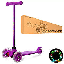 Самокат дитячий триколісний iTrike Mini BB 3-013-5-V зі світними колесами, Фіолетовий, фото 2