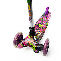 Самокат дитячий триколісний iTrike Mini BB 3-013-4-F-V висота керма 60-69 см, колеса з підсвічуванням, Фіолетовий, фото 4