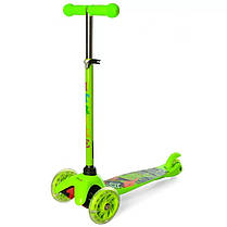 Самокат дитячий триколісний iTrike Mini BB 3-040-GR1 зі світними колесами Зелений, фото 2