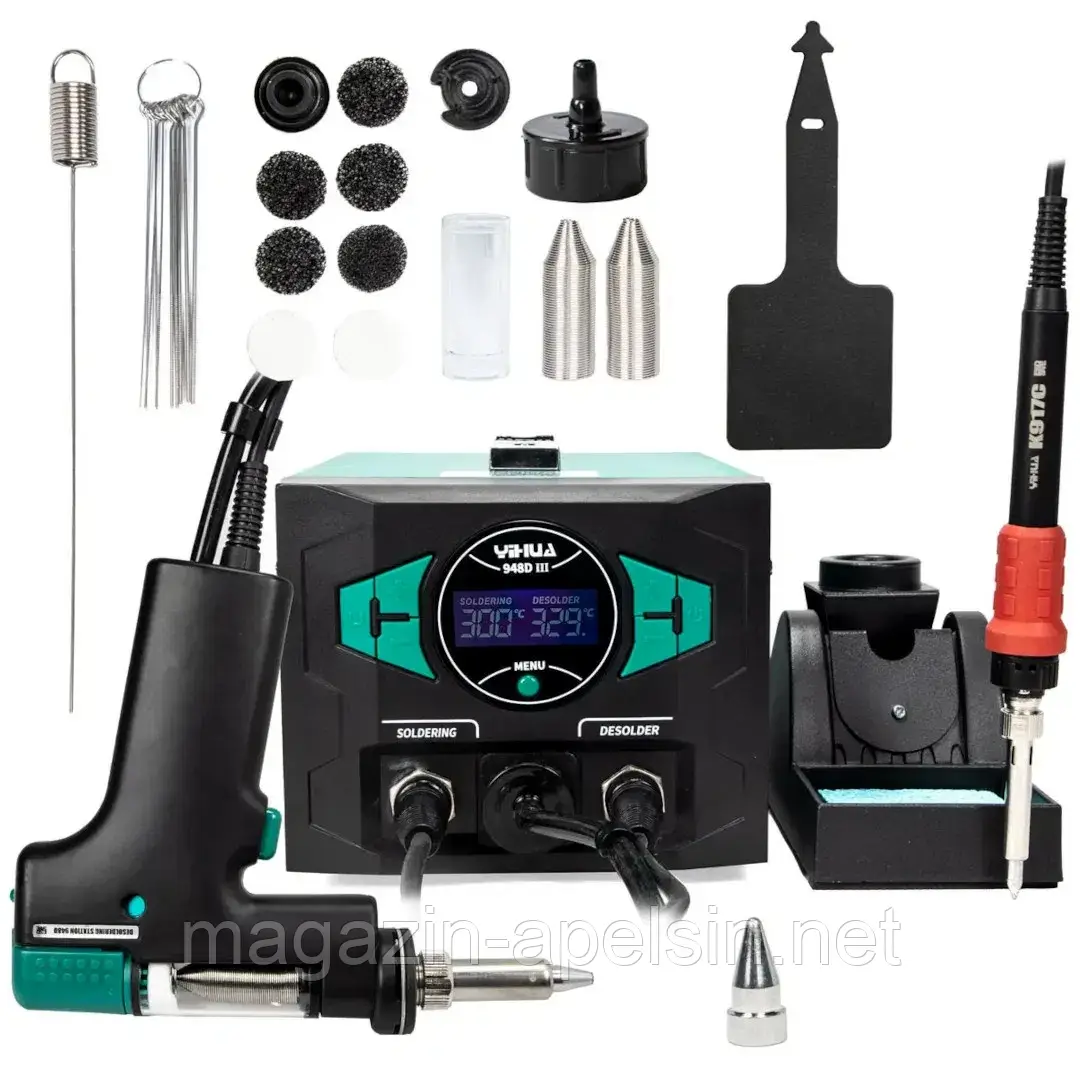 Yihua 948D-III Паяльник 2-в-1 і станція Grotto з компресором - 290 Вт