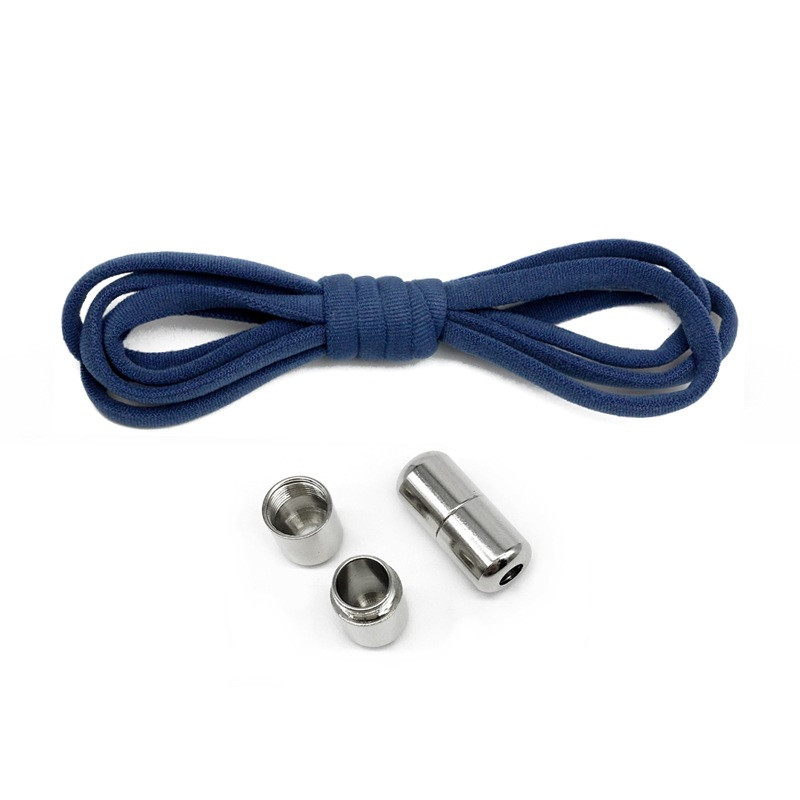 Шнурки на кросівки еластичні з фіксаторами 100см 1 пара гумові темно сині 29219 темно сині, фото 1