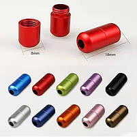 Фіксатори шнурків алюмінієві чорні 1 пара (2шт). Наконечники для шнурків. Аксесуари для взуття ліниві шнурки, фото 3