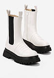 Стильні високі черевики челсі, жіночі білі черевики демісезонні, фото 4
