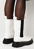 Стильні високі черевики челсі, жіночі білі черевики демісезонні, фото 3