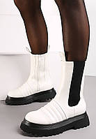 Стильні високі черевики челсі, жіночі білі черевики демісезонні
