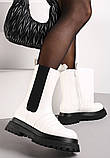Стильні високі черевики челсі, жіночі білі черевики демісезонні, фото 2