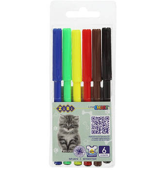 Фломастери  ZiBi Smart Line Собаки та коти 6 кольорів ZB.2814