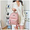Жіночий рюкзак рожевий декорований полосками, фото 3