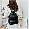 Жіночий рюкзак чорний  декорований полосками, фото 3