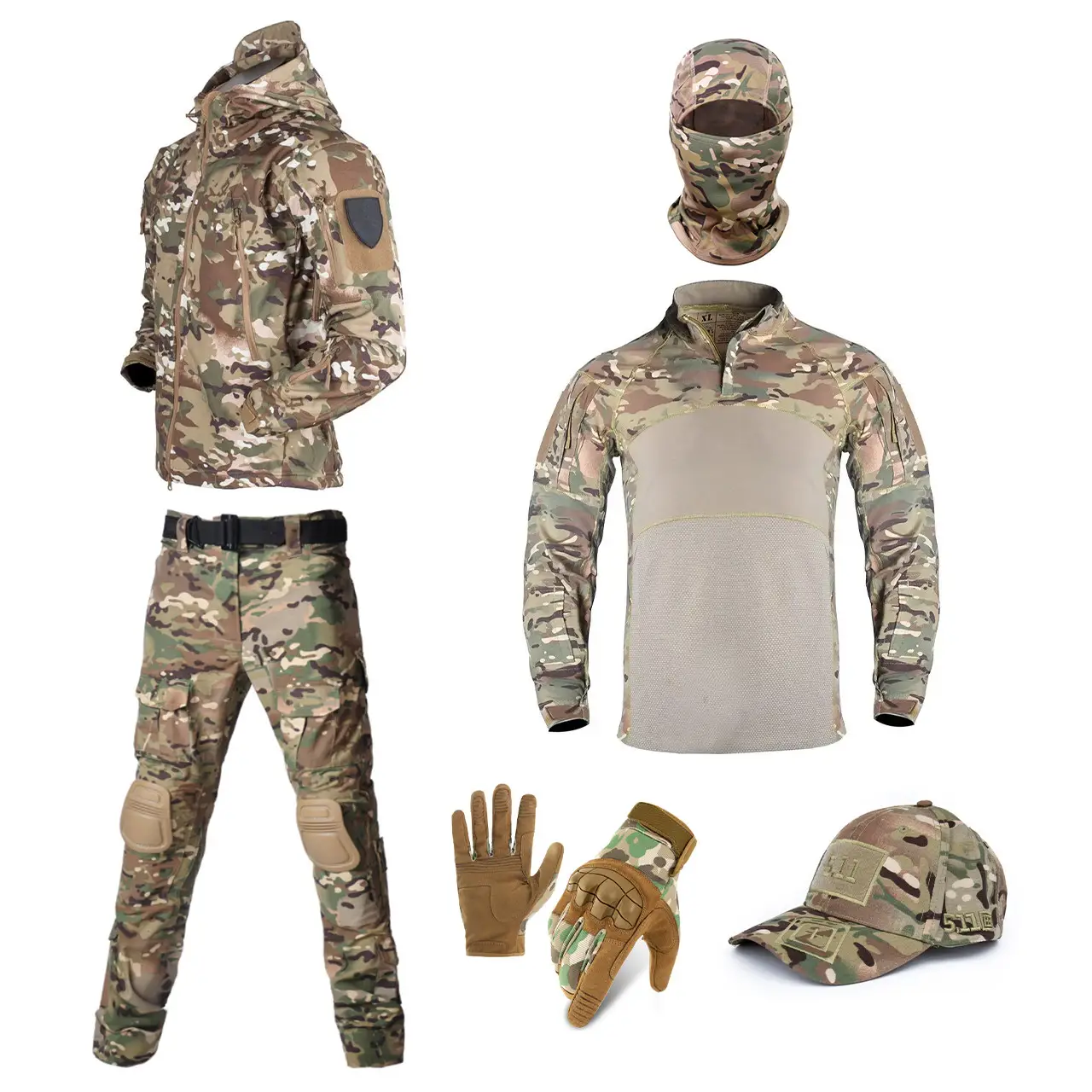 Костюм мультикам 6в1 HWB мультикам: куртка на флісі софтшел + штани + убакс + панама + балаклава + рукавички, фото 1