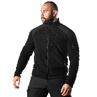 Флисовая кофта Commander 2.0 Черная, тактическая утепленная мужская флиска с налепками для шевронов Полиция