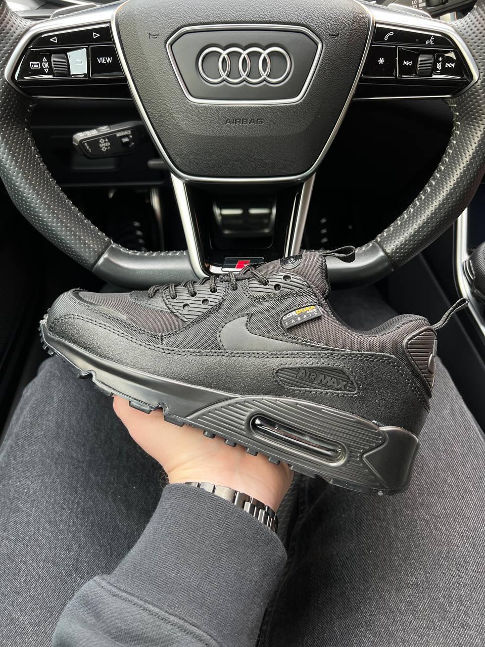 Чоловічі кросівки Nike Air Max 90 Surplus New Black, кеди чоловічі Найк-шкіра текстиль чорні. Чоловіче взуття