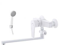 Змішувач для ванної кімнати PLAMIX Oscar-006 White з душовим набором.