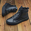 Чоловічі зимові шкіряні черевики на блискавці (натуральна шкіра) чорні на хутрі для чоловіків на зиму розмір 40 41 42 43 44 45, фото 4