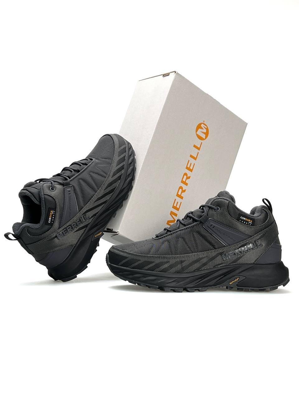 Чоловічі кросівки Merrell Float Pro Grey Black, текстильні кеди Мерел сірі термо єврозима. Чоловіче взуття