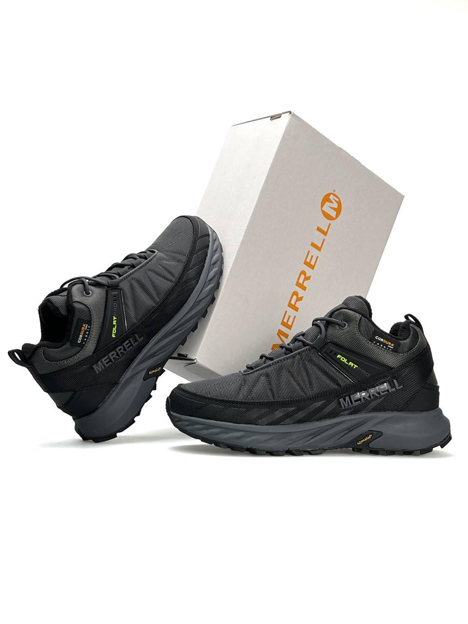 Чоловічі кросівки Merrell Float Pro Black Grey Green, текстильні кеди Мерел сірі єврозима. Чоловіче взуття
