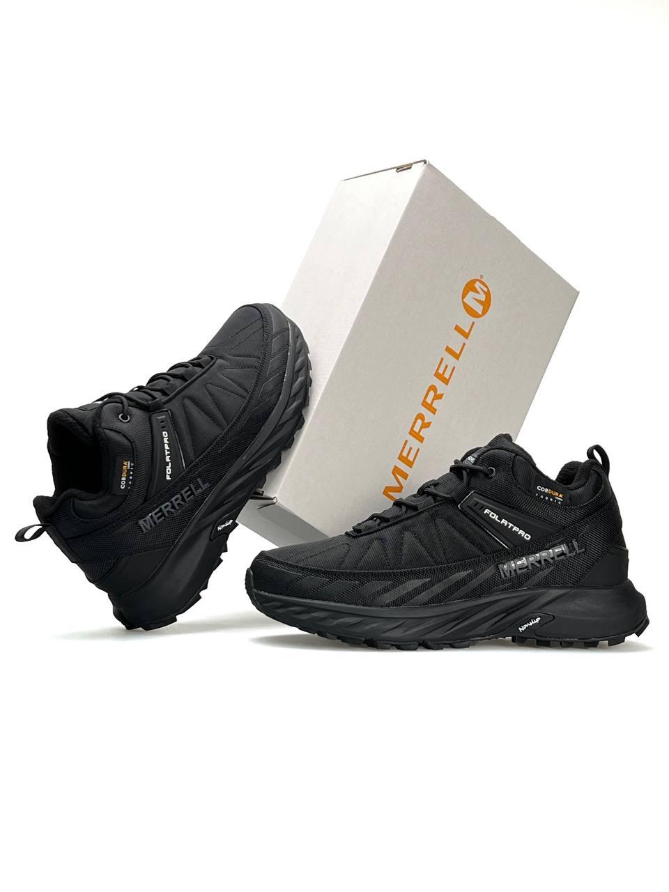 Чоловічі кросівки Merrell Float Pro Black Grey White, текстильні кеди Мерел чорні єврозима. Чоловіче взуття